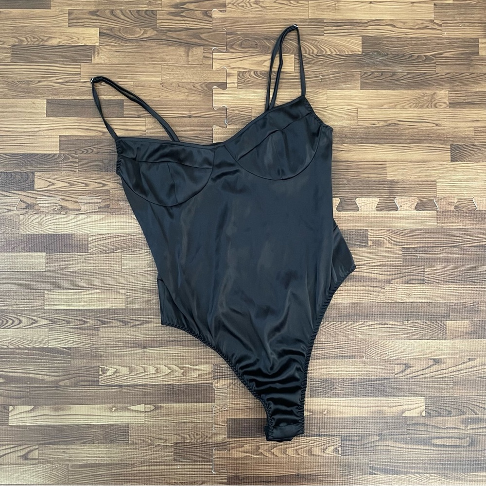 Victoria’s Secret Black Satin Bodysuit Small